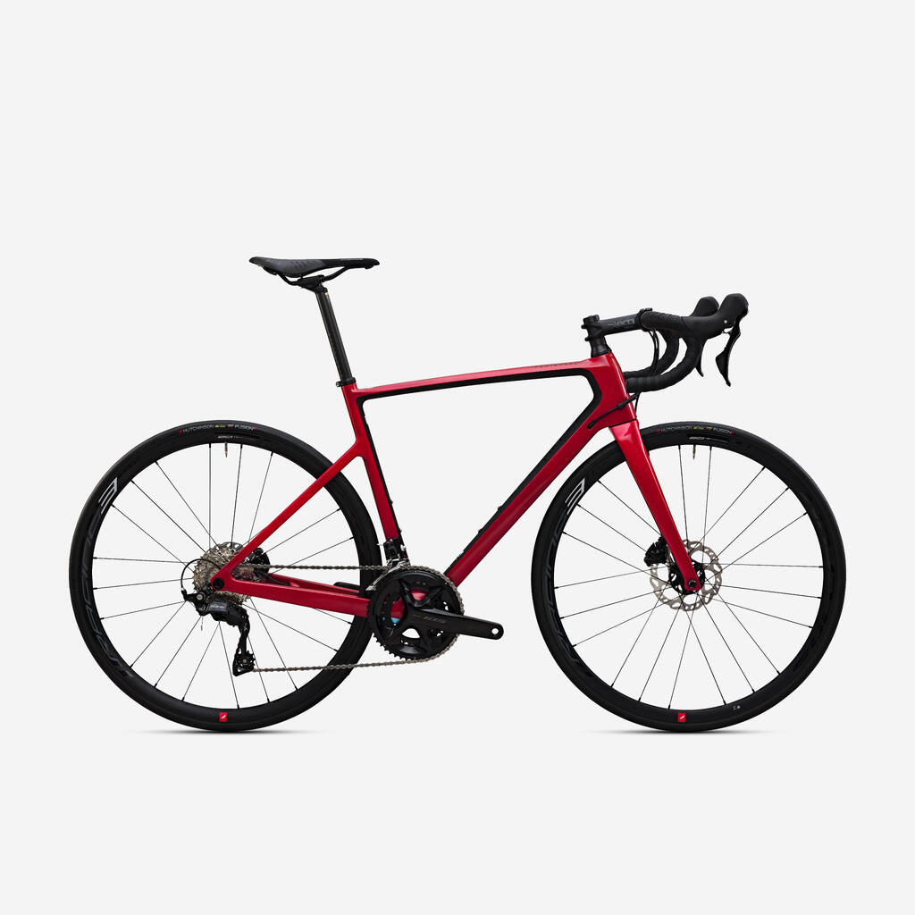 Pánsky cestný bicykel EDR CF Shimano 105 12 rýchlostí červený