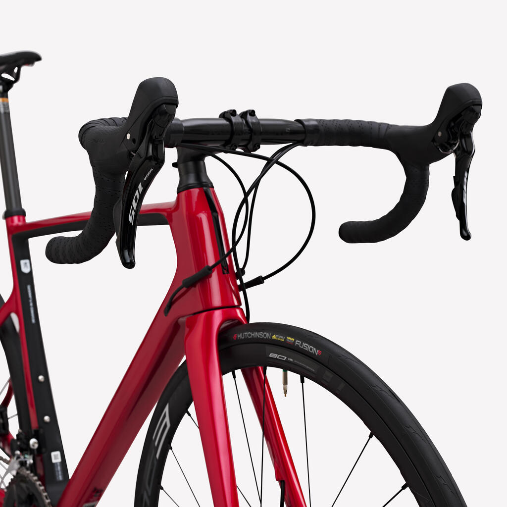 Pánsky cestný bicykel EDR CF Shimano 105 12 rýchlostí červený