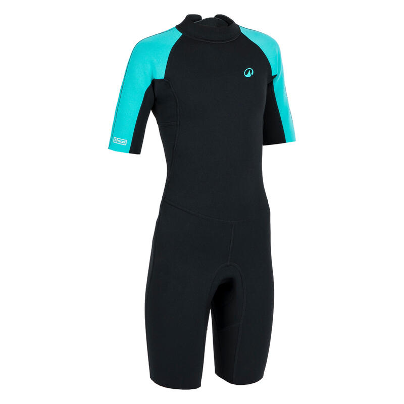 Surfshorty voor kinderen YULEX100® 1,5 mm zwart/turquoise