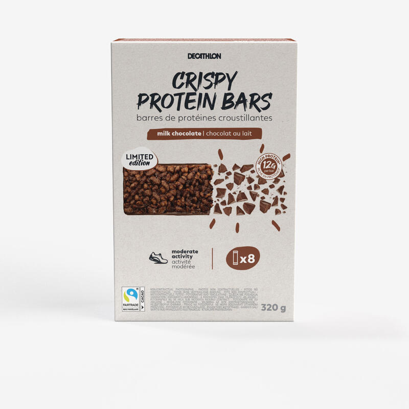 Batony proteinowe Decathlon x 8 chrupiące czekoladowe Crispy choco bar