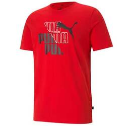 PUMA T-shirt Fitness Pria Katun Print Grafis Lengan Pendek Warna Merah