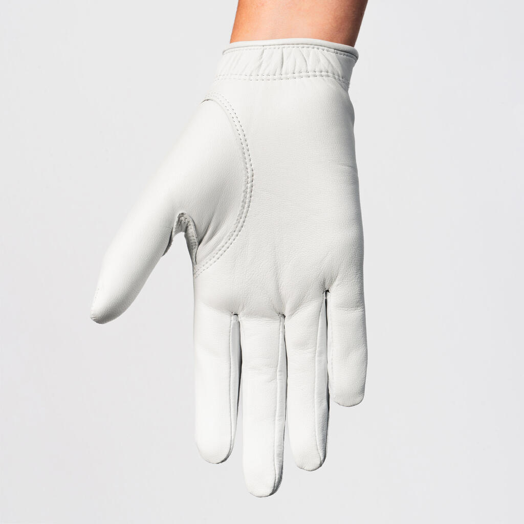 WOMEN'S GOLF GLOVE CABRETTA LEFT HANDED - 900 WHITE