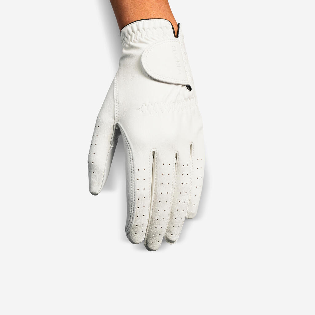 Gant de golf femme droitière,  500 blanc