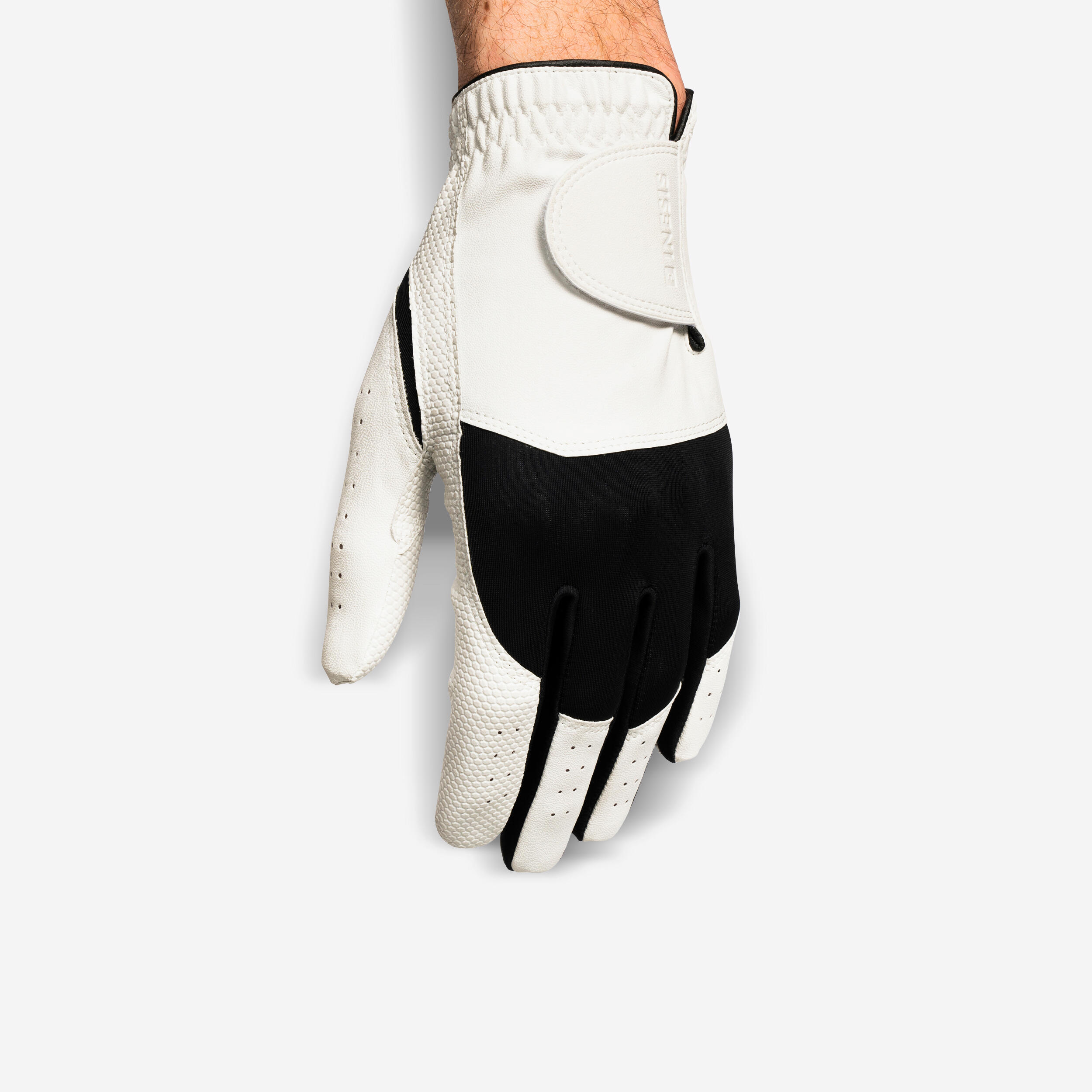 Men's golf right-handed glove - 100 white and black 1/6