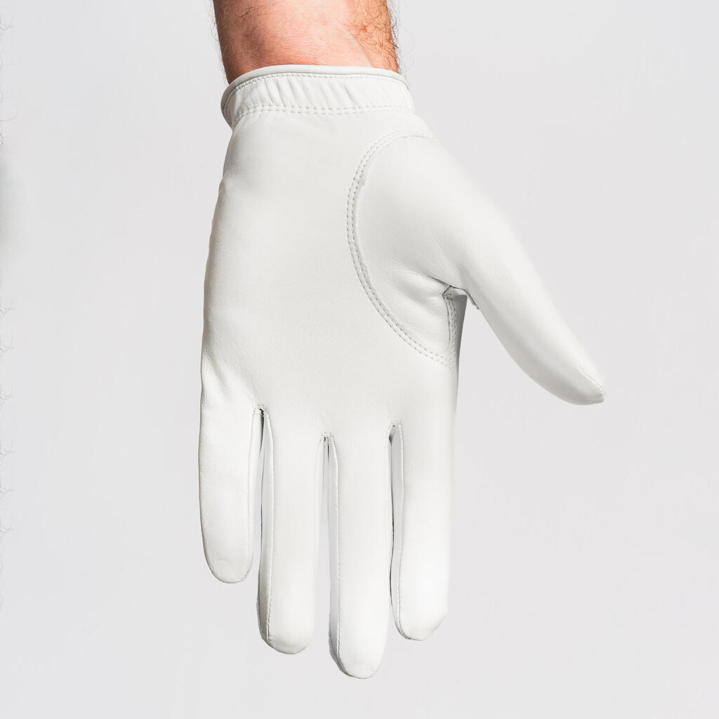 MEN'S GOLF GLOVE CABRETTA RIGHT HANDED - 900 WHITE