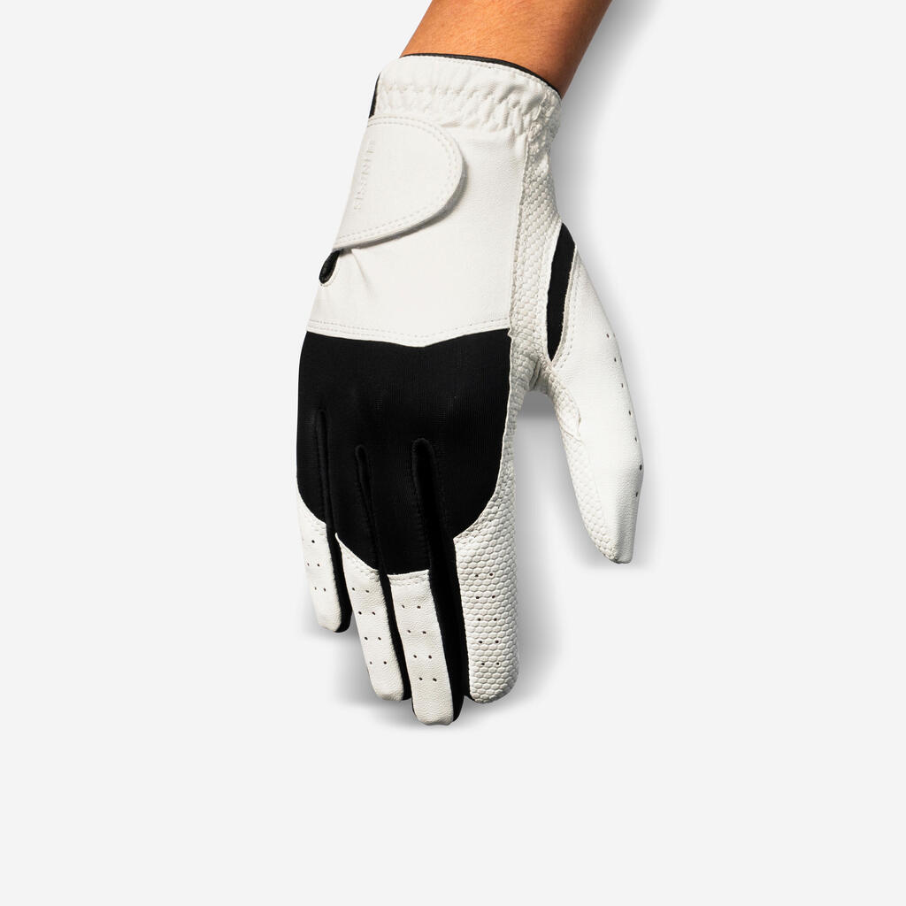 Sieviešu kreisās rokas golfa pretestības cimds, melns/balts