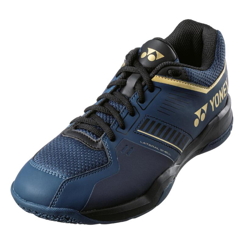 Badmintonschoenen voor heren PC Strider Flow indoor marineblauw/goud