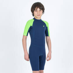 Kids' surfing shorty suit 1.5 mm - YULEX100 blue green