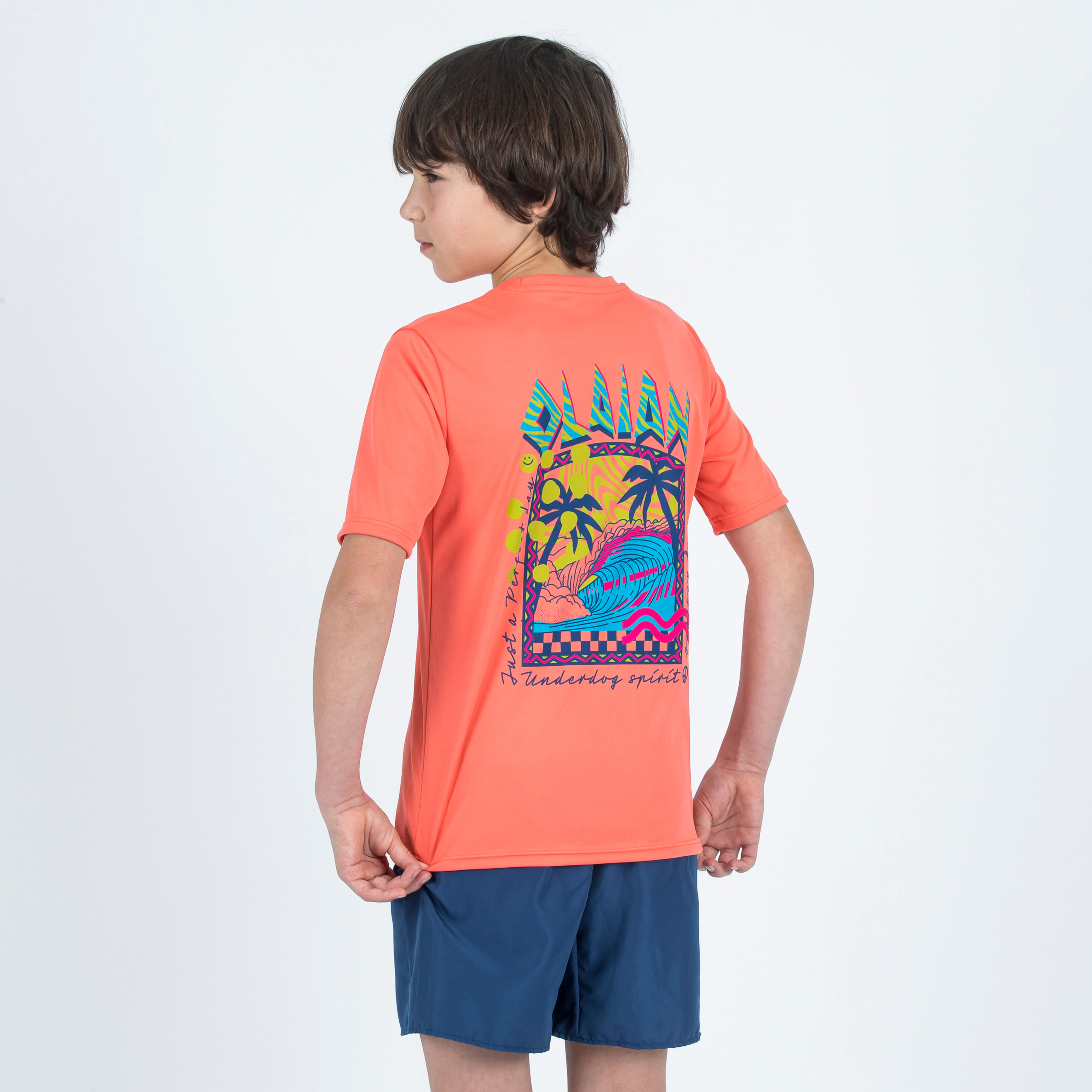 Kid’s short-sleeved anti-UV T-Shirt - 100 Graph orange