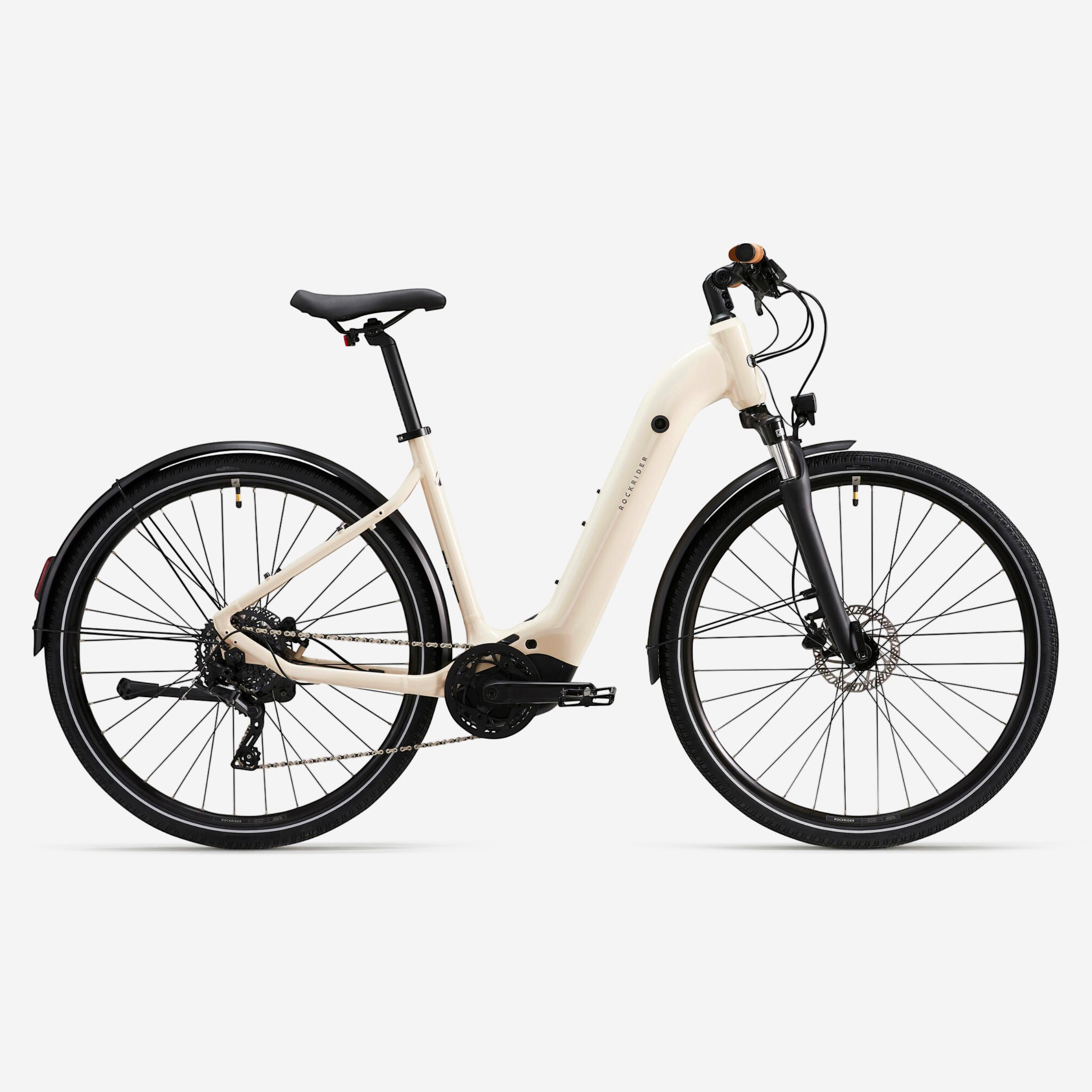 Vélo tout chemin électrique à moteur central et cadre bas, e-actv 500 beige - Vélos & Accessoires - Rockrider- Clubs - Entreprises - Collectivités - Associations