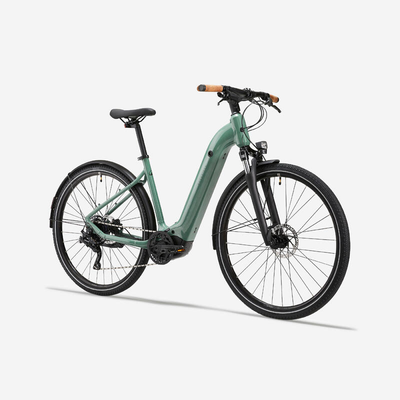 Vélo tout chemin électrique à moteur central et cadre bas, E-ACTV 500 vert