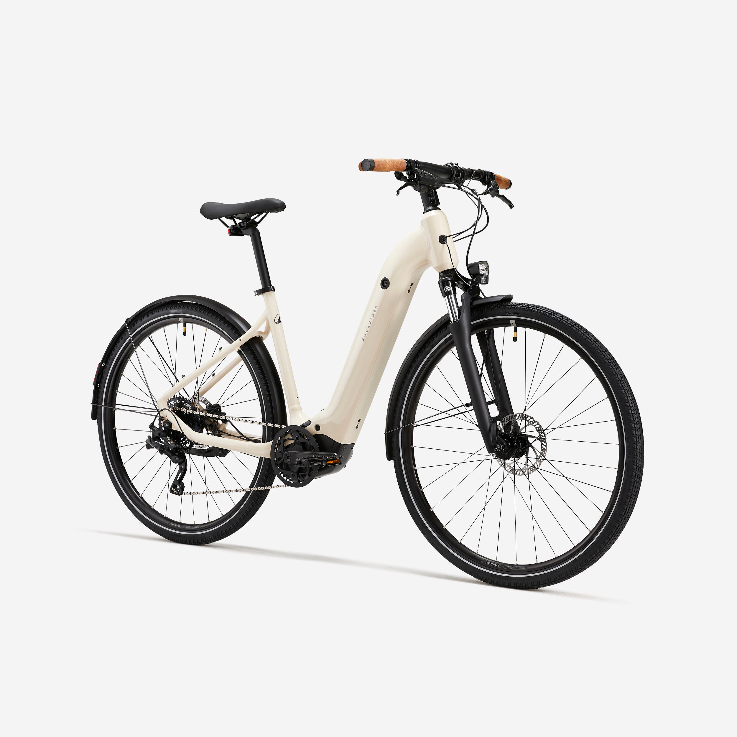 ROCKRIDER Trekingový elektrobicykel E-ACTV 500 LF béžový S · záber 4