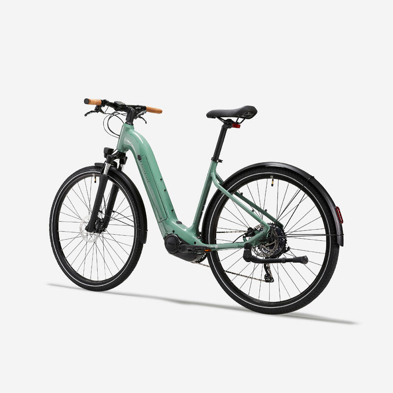Bicicletă polivalentă electrică cu motor central Cadru jos E-actv 500 Verde