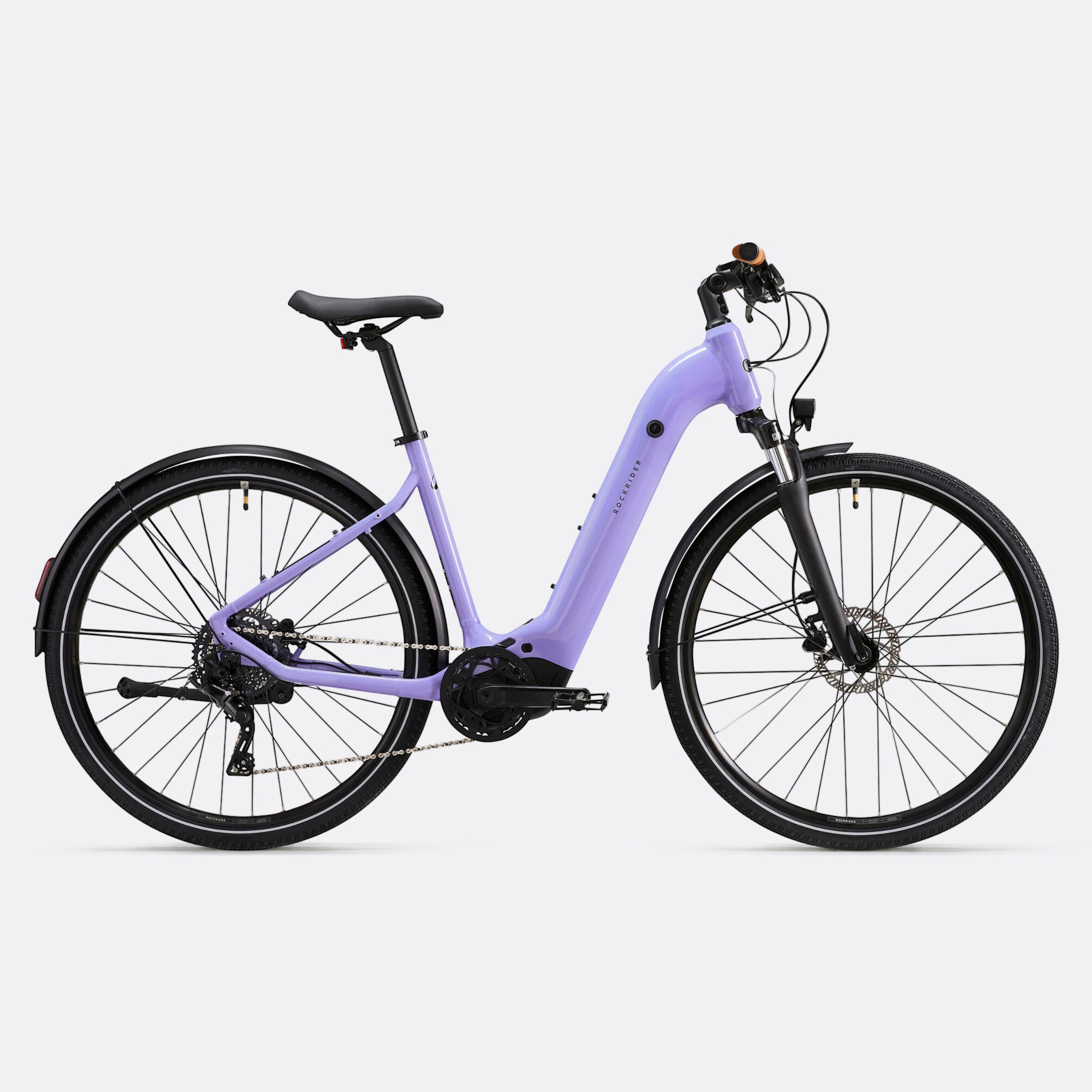Vélo tout chemin électrique à moteur central et cadre bas, e-actv 500 lavande - Vélos & Accessoires - Rockrider- Clubs - Entreprises - Collectivités - Associations