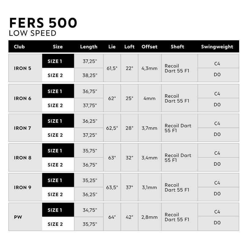 Série fers golf gaucher vitesse lente graphite - inesis 500
