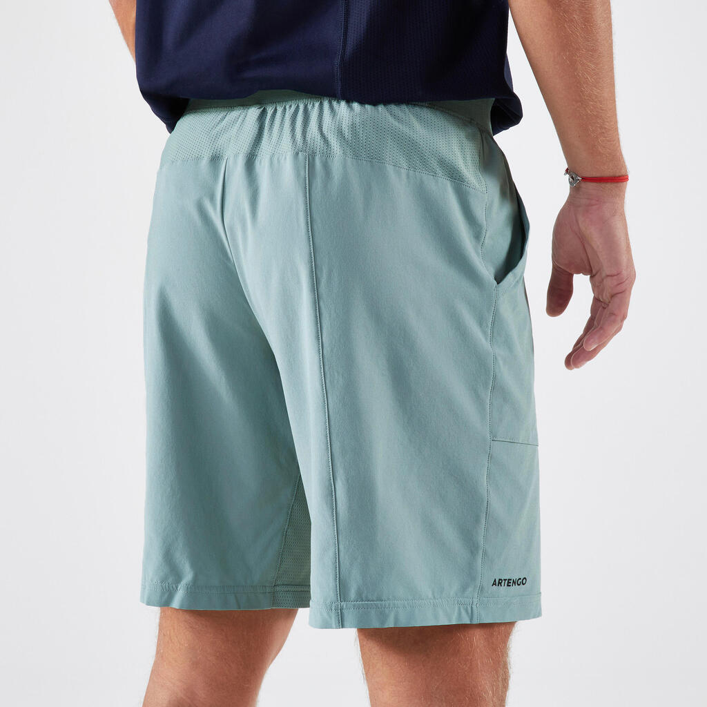 Short de tennis homme respirant - artengo dry vert de gris