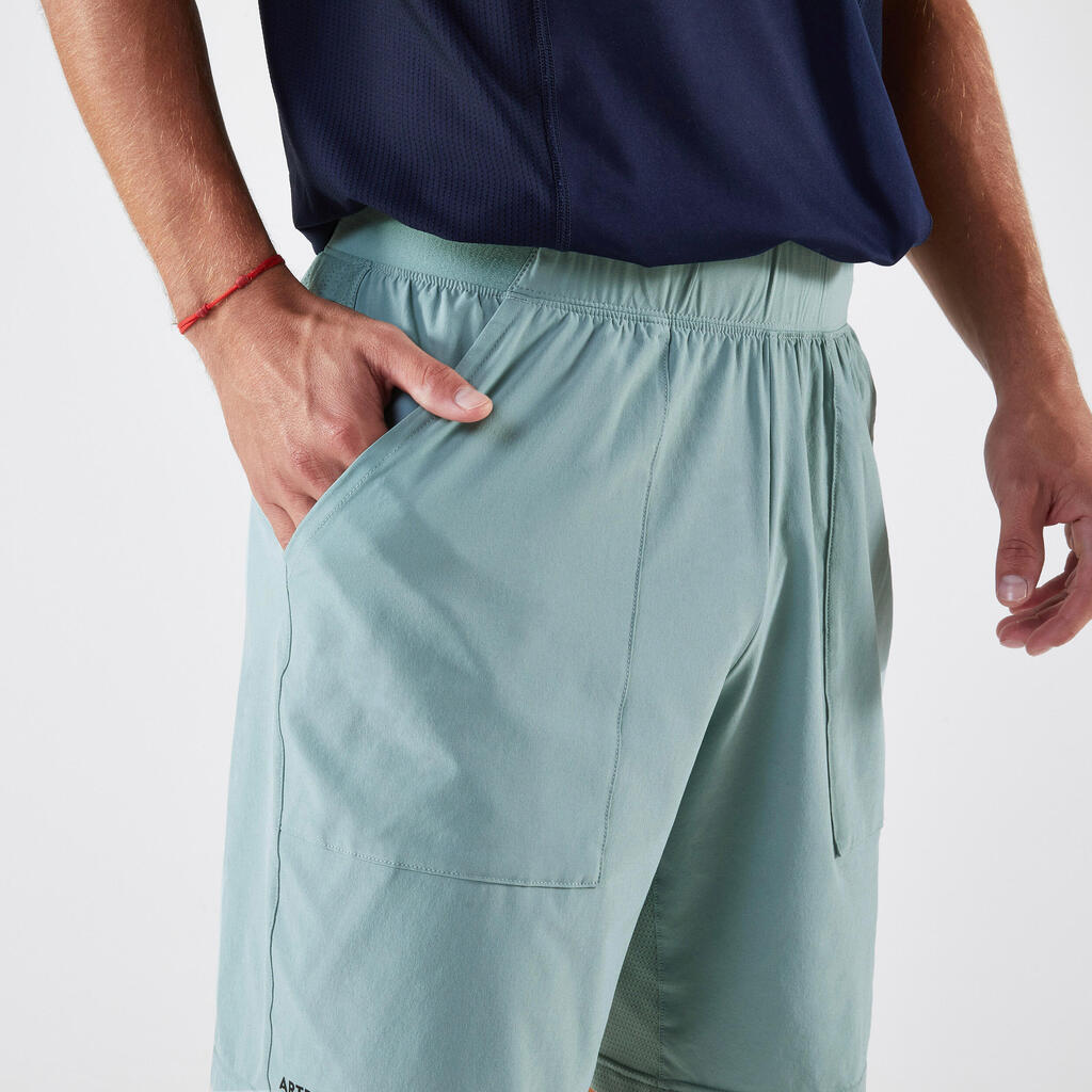 Kratke hlače za tenis Dry prozračne muške sivkasto-zelene