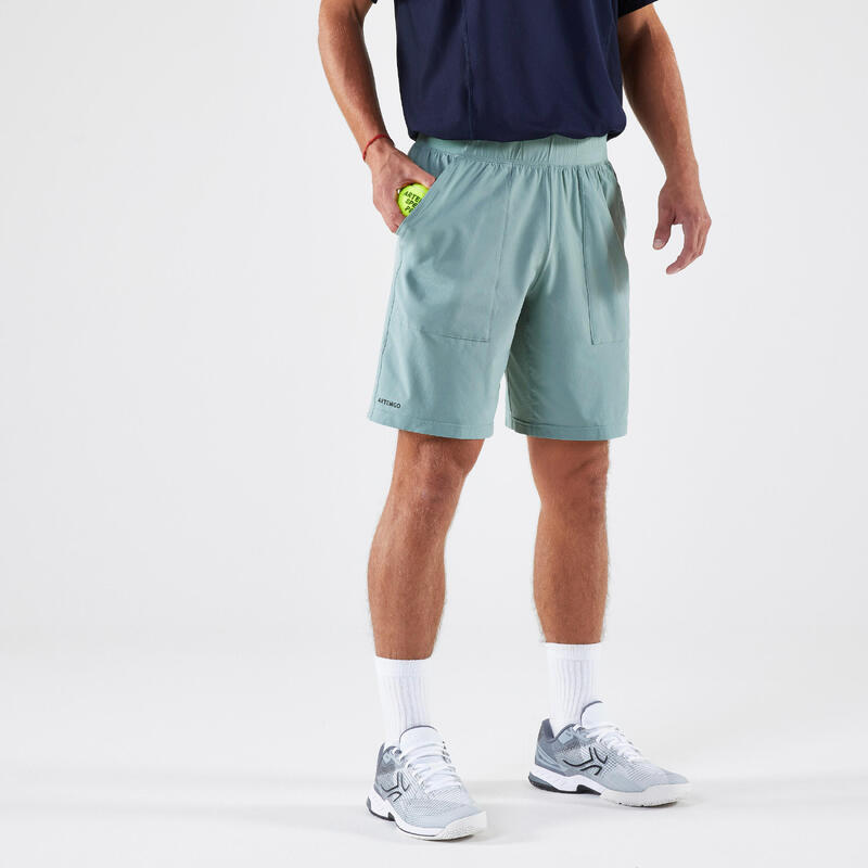 男款乾爽透氣網球短褲 - 灰綠色