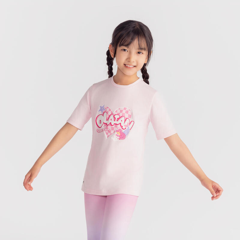 Girl's surfing UV T-shirt - pink heart