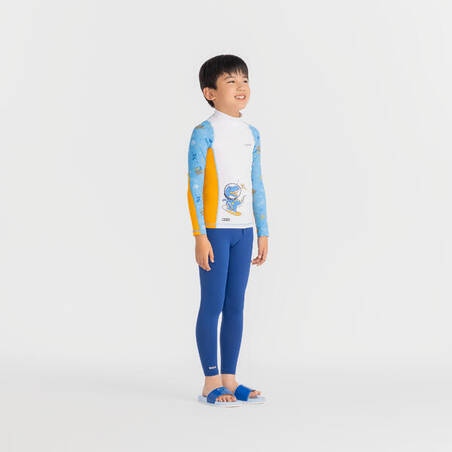 Boys' surfing long sleeve UV T-shirt 500 - blue orange