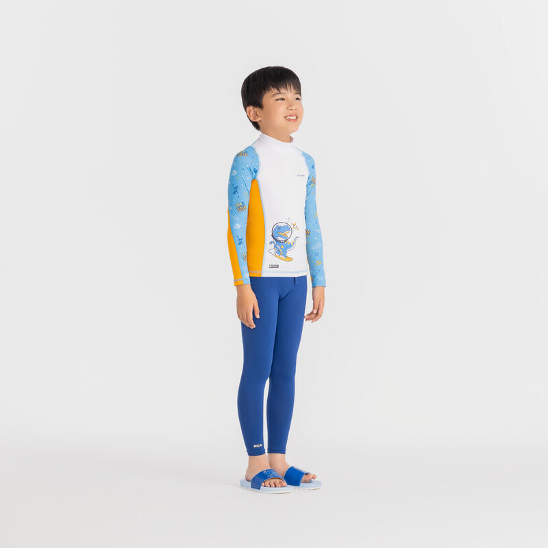 Boys' surfing long sleeve UV T-shirt 500 - blue orange