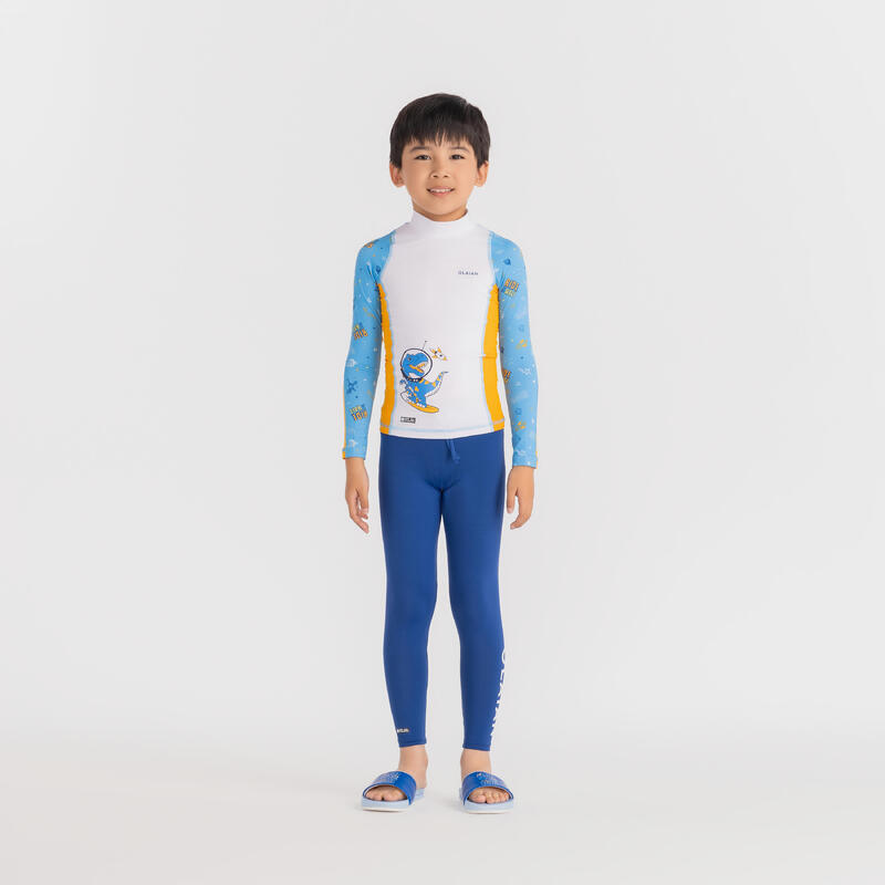 Boys' surfing long sleeve UV T-shirt 500 - blue orange