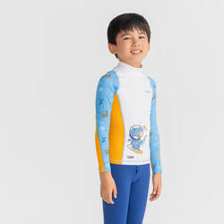 Boys' surfing long sleeve UV T-shirt 500 - blue orange