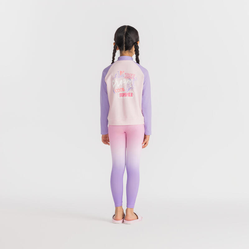 女童款抗 UV 全開式拉鍊上衣－粉紅色／紫色