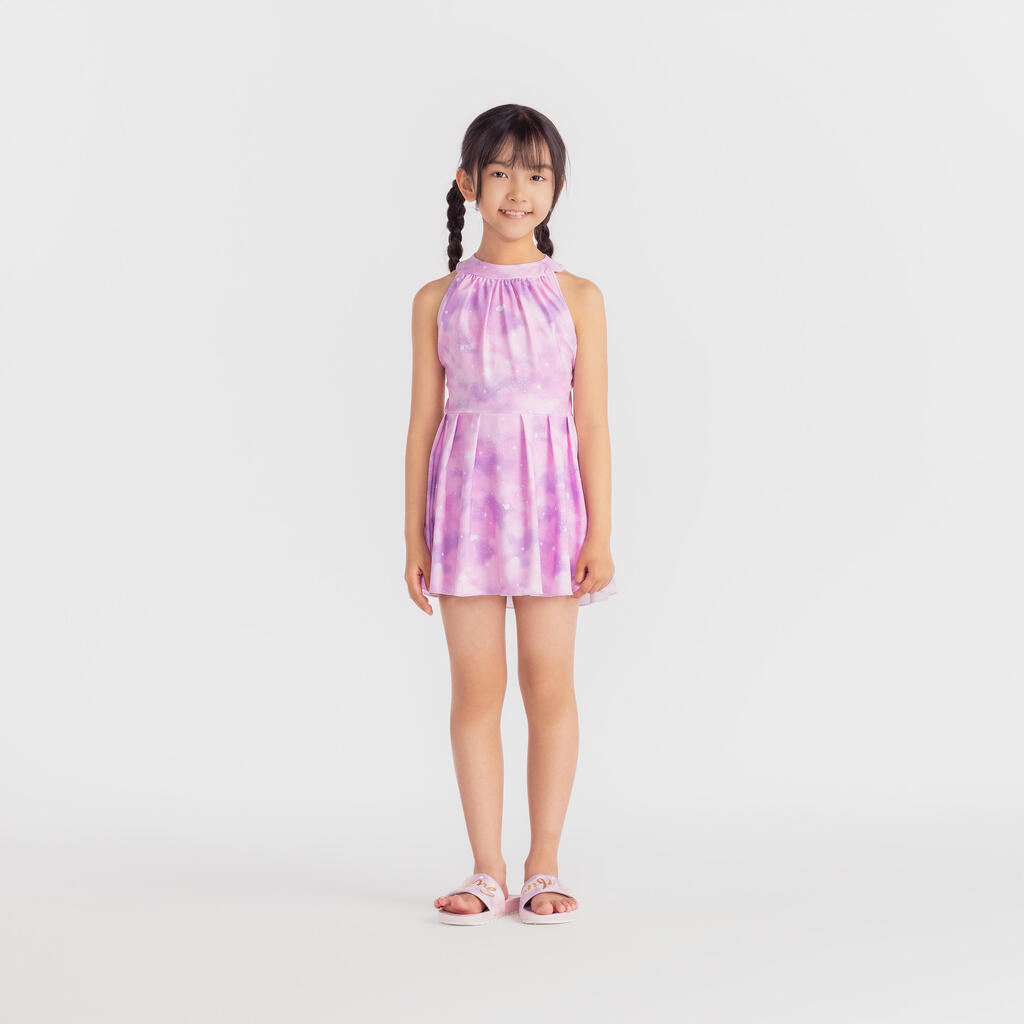 Maillot de bain jupe une pièce pour fille - CN - 1P MINI AMBRE ROSE CIEL