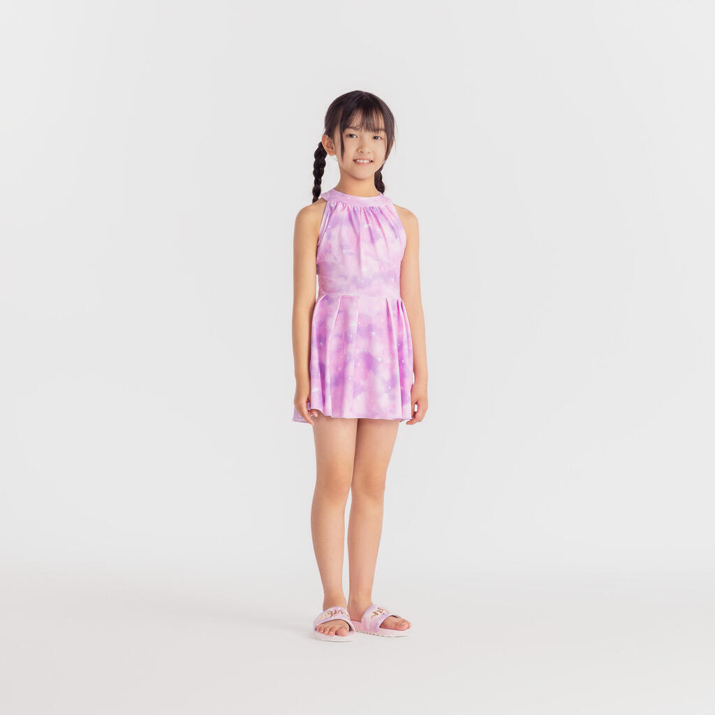 Maillot de bain jupe une pièce pour fille - CN - 1P MINI AMBRE ROSE CIEL