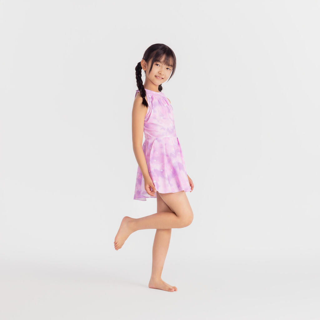 Maillot de bain jupe une pièce pour fille - CN - 1P MINI AMBRE ROSE CIEL