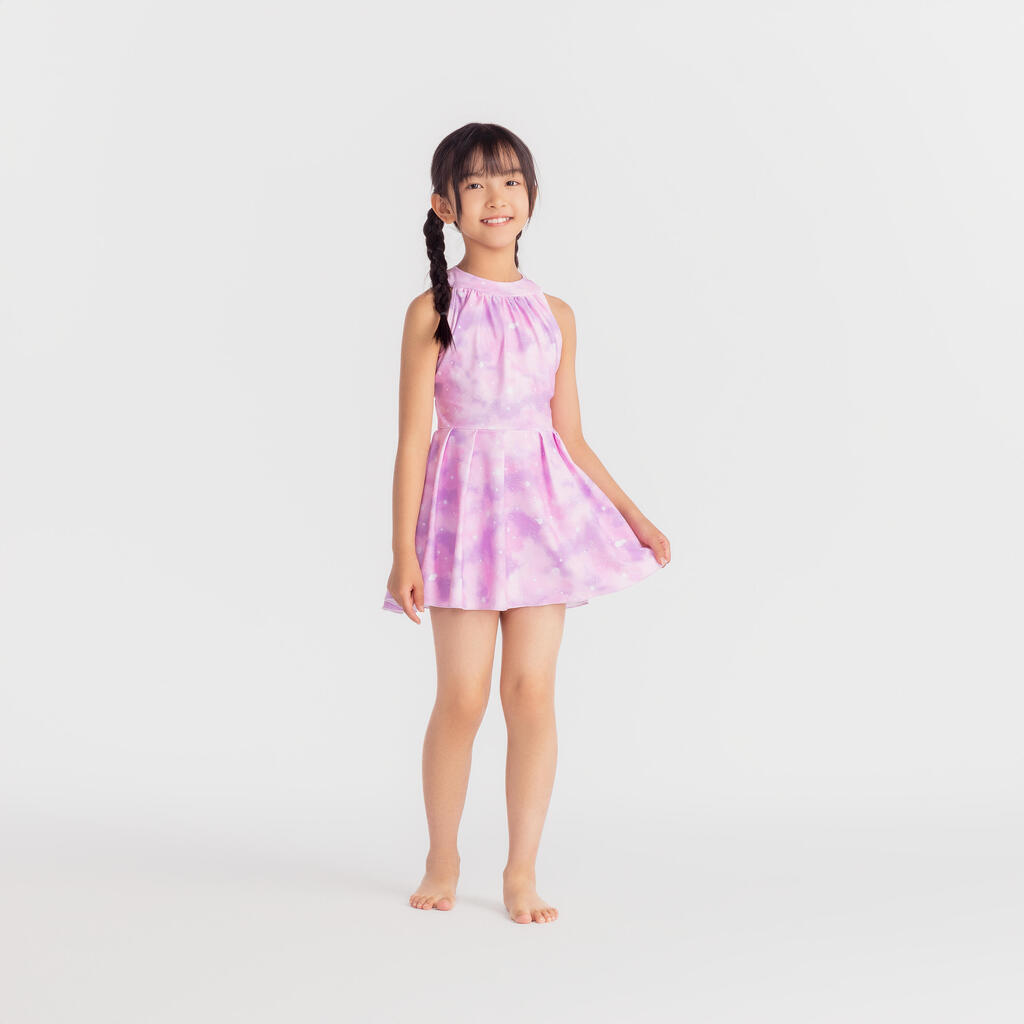 Maillot de bain jupe une pièce pour fille - CN - 1P MINI AMBRE ROSE CIEL