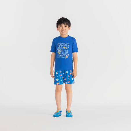 Baju Surfing Anak Lak-laki UV - JR100 - Dinosaurus Biru