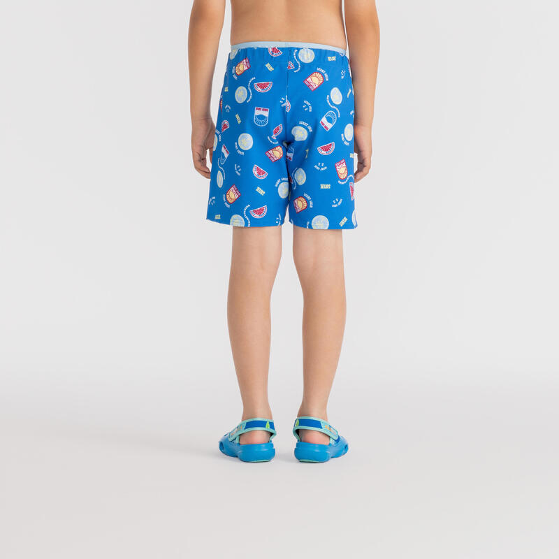 Boy's swim shorts - 100 long - ALL BADGE BLUE