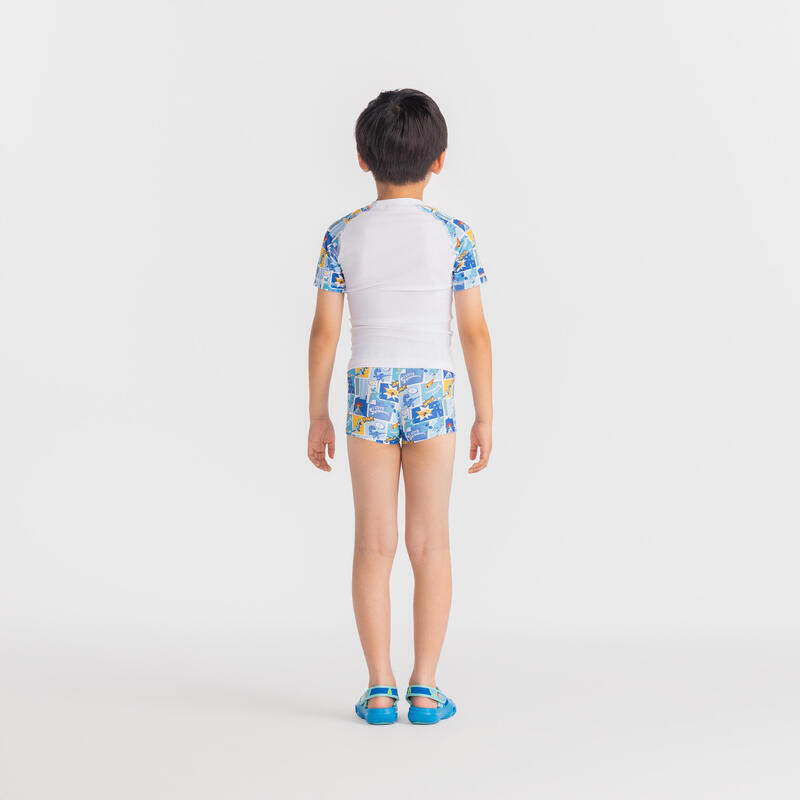 Boy's swimsuit two-piece shorty ALL COMIC white