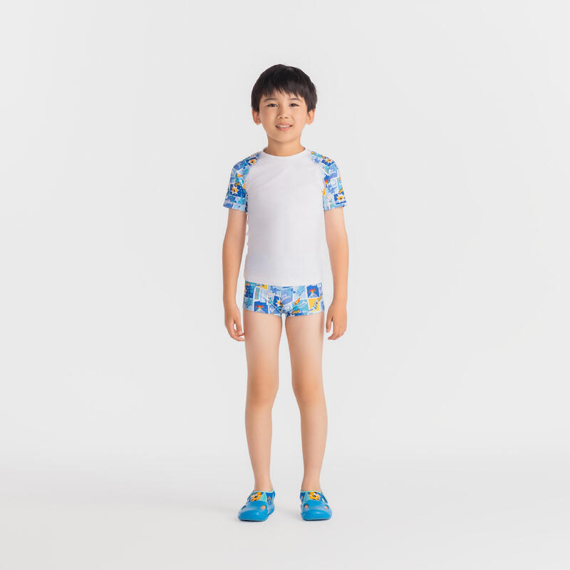 Boy's swimsuit two-piece shorty ALL COMIC white