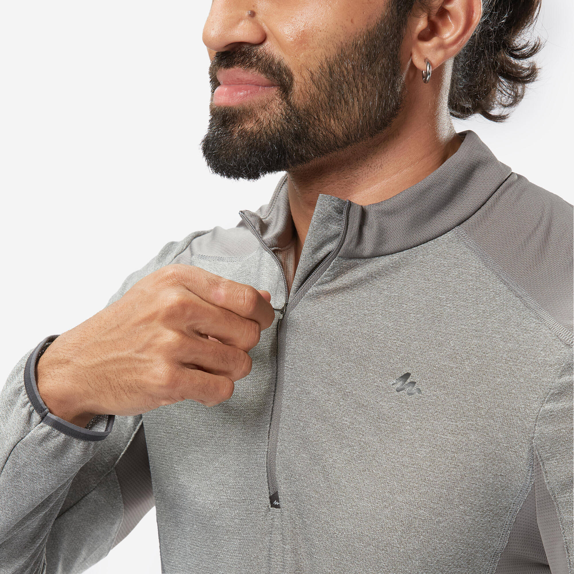 Men Full Sleeve Dry Fit Activewear T-Shirt Grey - MH550 -  3