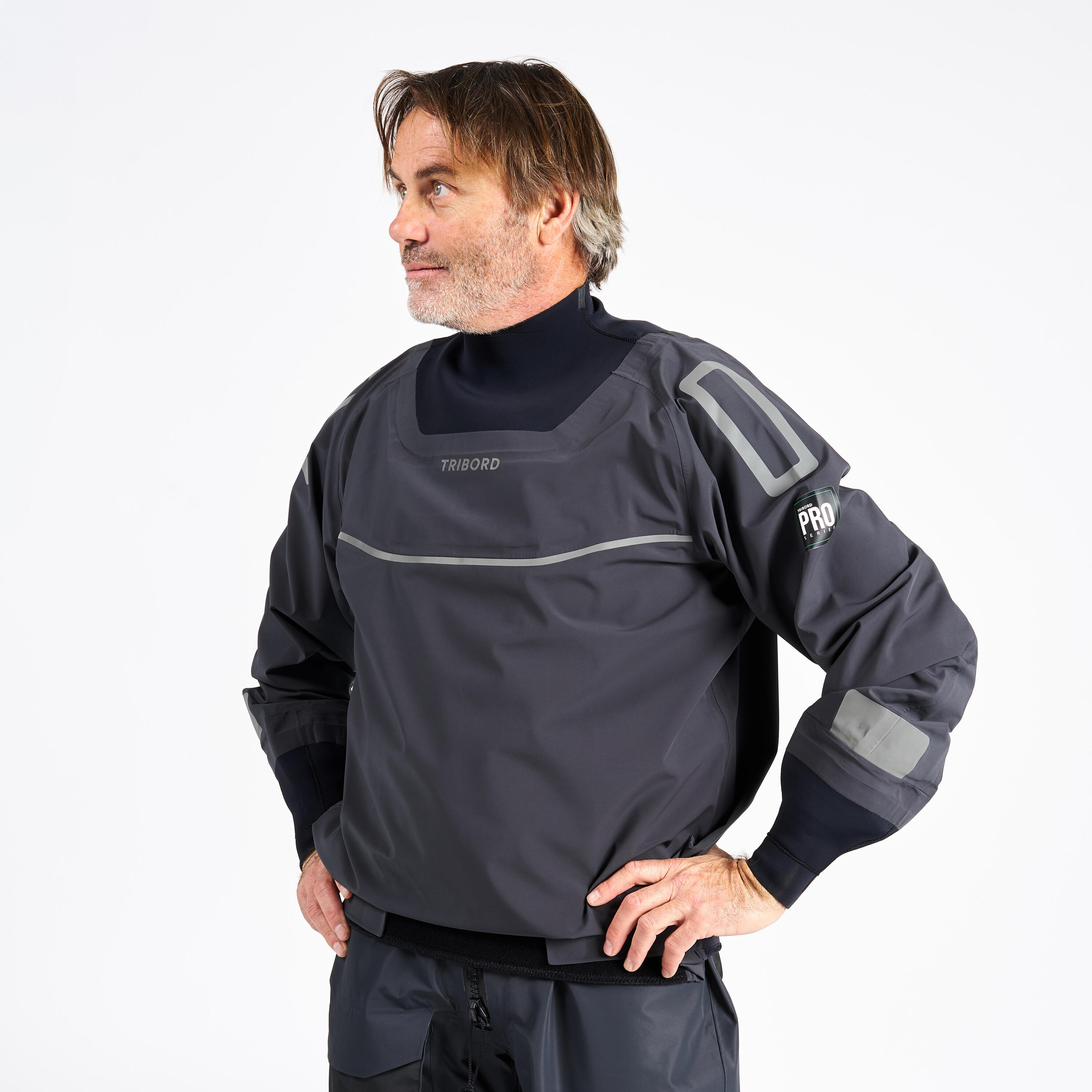 Lichte herensmock voor zeilen Offshore Pro Series carbongrijs 2/7