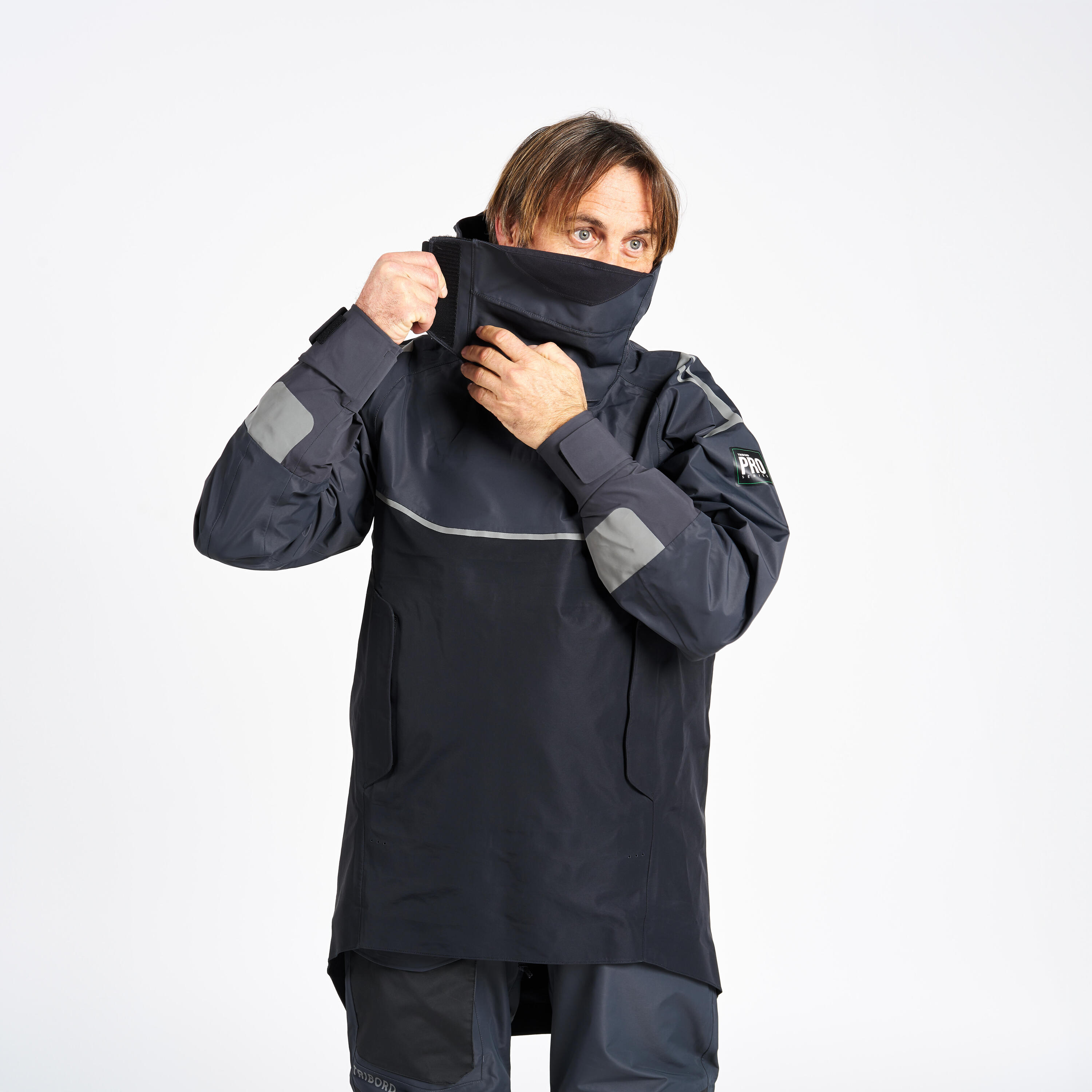 Lange herensmock voor zeilen Offshore Pro Series carbongrijs 2/11
