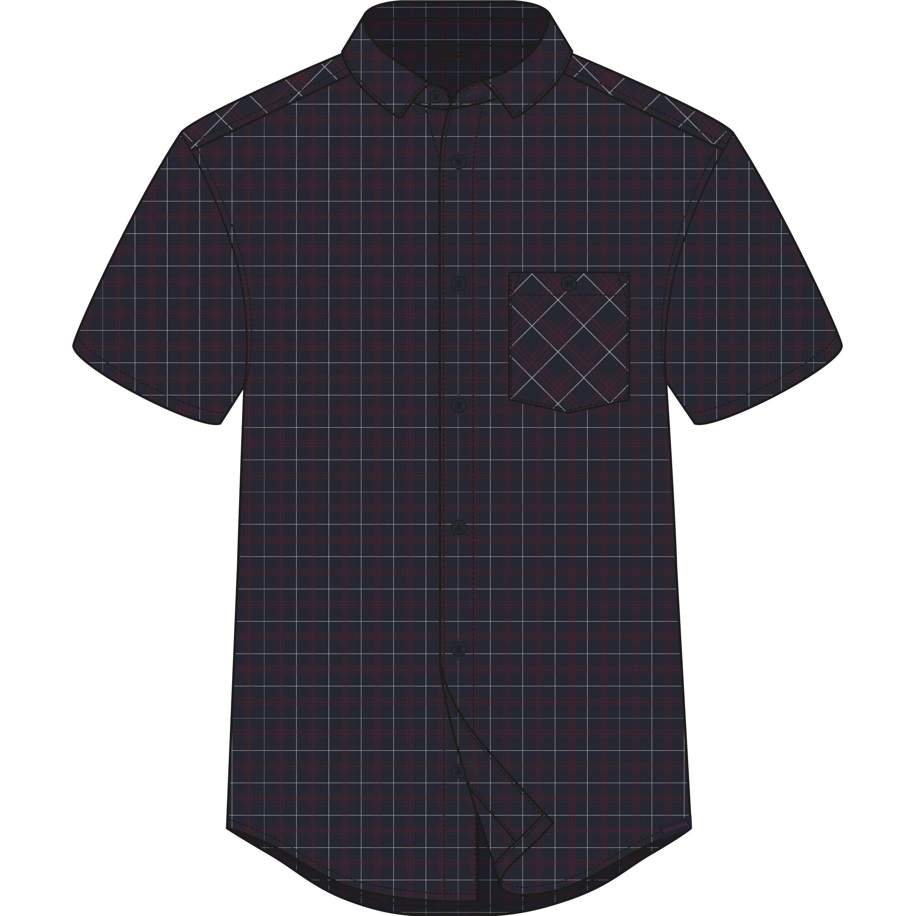 Camisa de senderismo de manga corta azul para hombre NH100 6/8