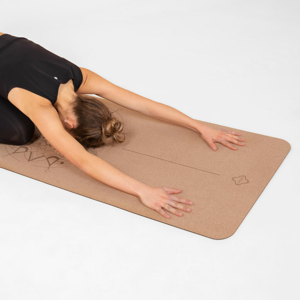 Korķa jogas paklājiņš, 185 x 65 cm x 4 mm, mandala