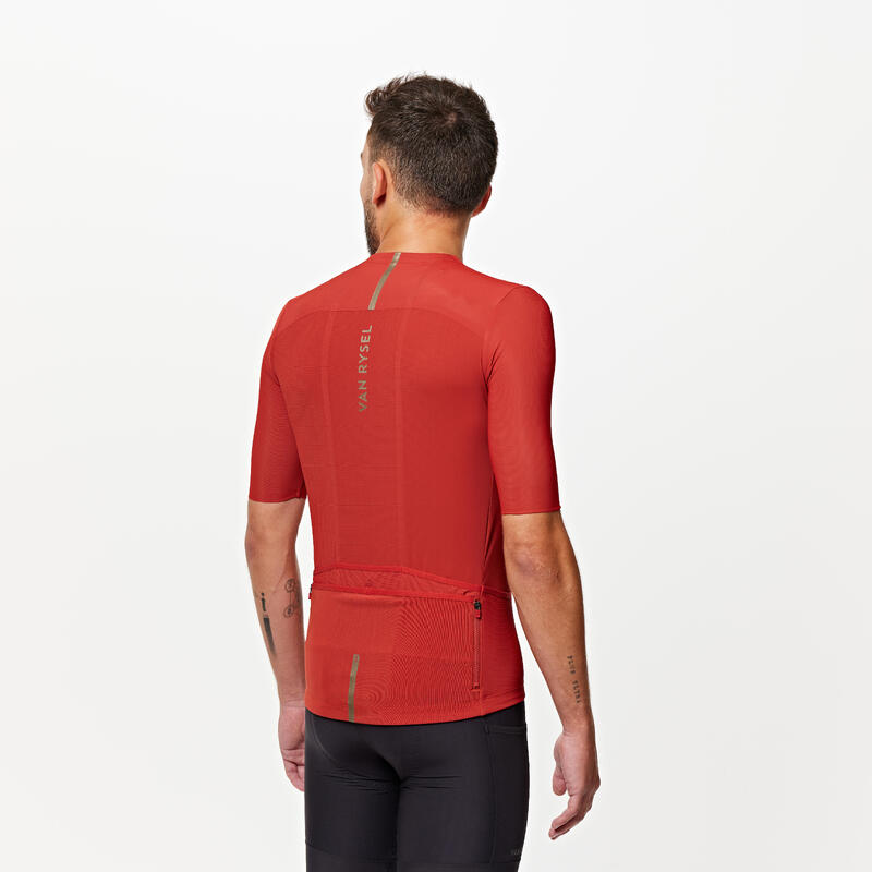 Maillot Vélo Route manches courtes été Homme - ENDURANCE ULTRA 2 rouge brique