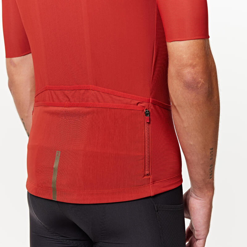 Fietsshirt met korte mouwen heren ENDURANCE RACER ULTRA 2 zomer baksteenrood