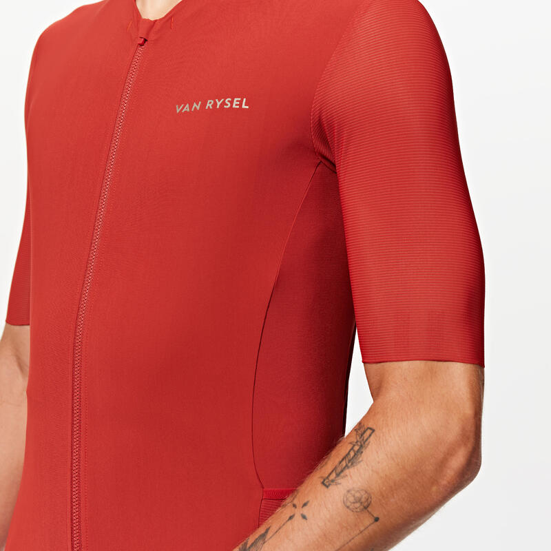 Fietsshirt met korte mouwen heren ENDURANCE RACER ULTRA 2 zomer baksteenrood