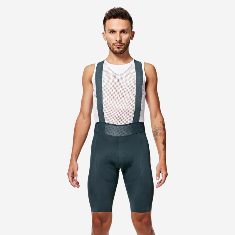 Culotte Ciclismo corto con tirantes Hombre Racer 3 Negro