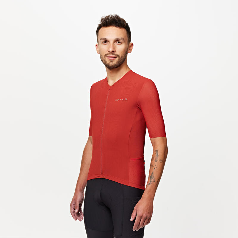 Fietsshirt met korte mouwen heren ENDURANCE RACER ULTRA 2 zomer baksteenrood