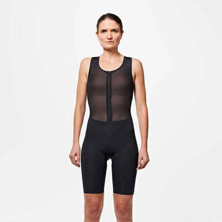 Traje de ciclismo mujer con tirantes Quick-zip Van rysel - negro