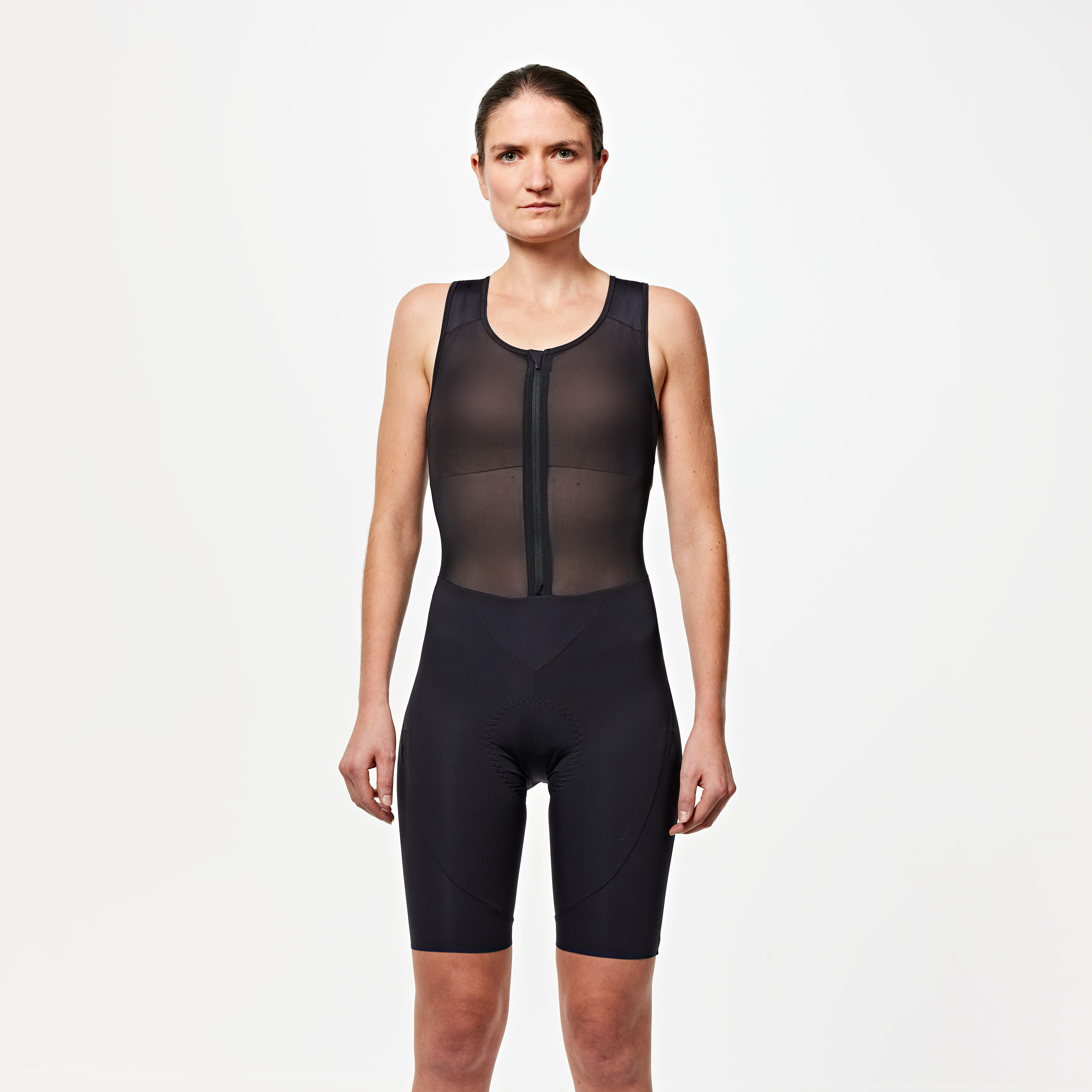 Spodenki rowerowe damskie Van Rysel na szelkach quick-zip
