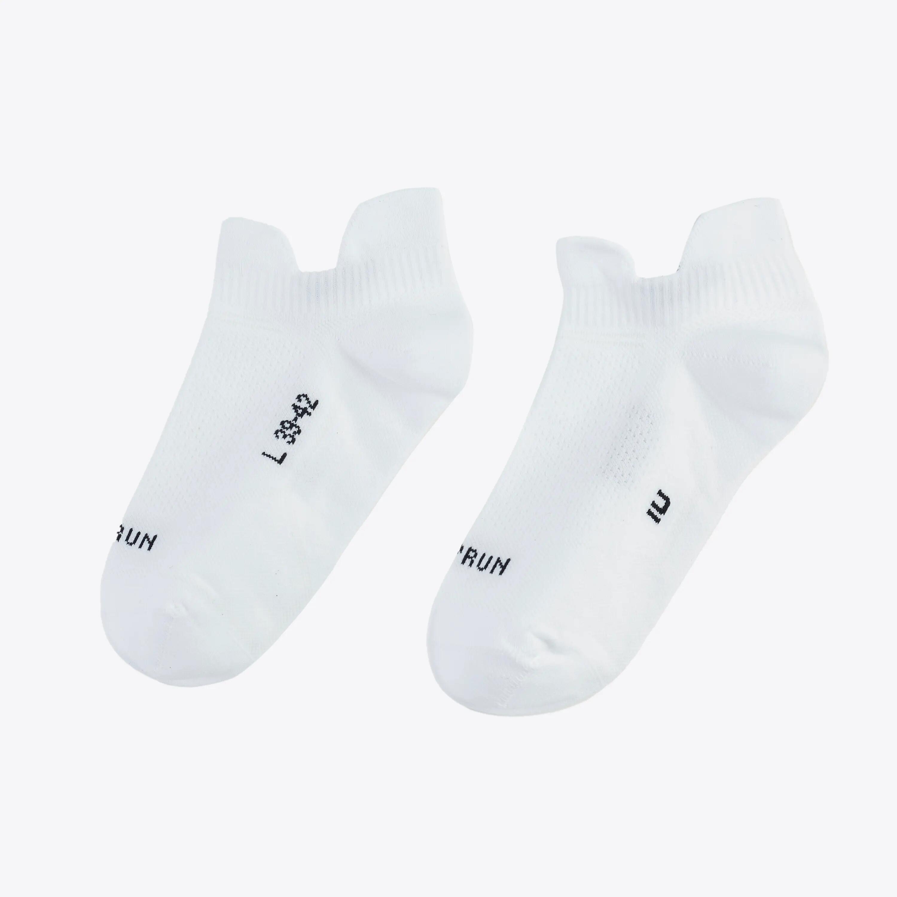 Thin Running Socks Invisible Pack of 2 Pairs Run 500 - White 4/7