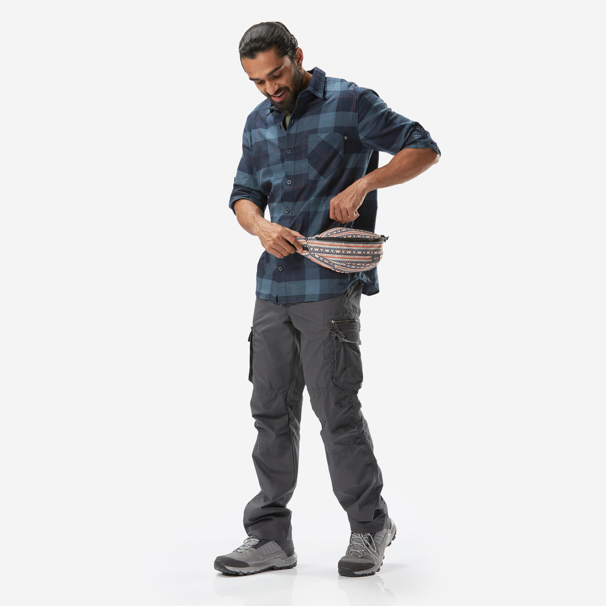 Travel Waist Bag, Multiple Compartment, 2L Capacity - Black